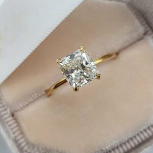 2.50 Carat Brilliant Cushion Diamond Solitaire Engagement Ring Solid 14k Yellow Gold