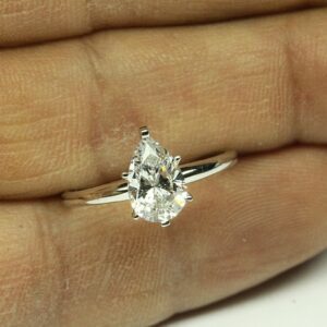 2.00 Carat 6-Prong Solitaire Pear Cut Diamond Engagement Ring Proposal Ring 14k Gold Plated