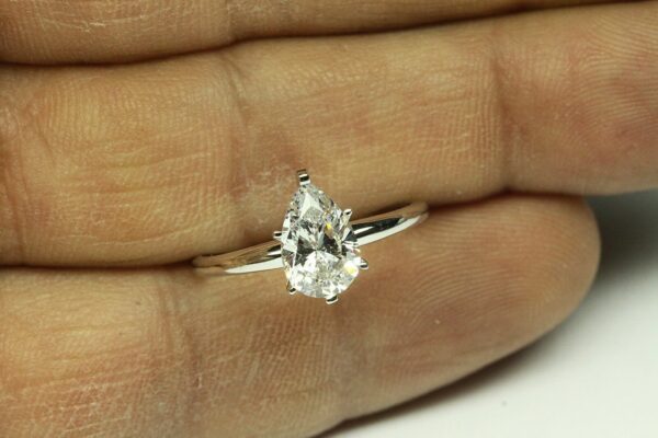 2.00 Carat 6-Prong Solitaire Pear Cut Diamond Engagement Ring Proposal Ring 14k Gold Plated