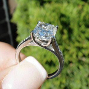 2.37 Ctw Cushion Cut Solitaire Diamond Wedding Engagement Ring 14k Gold Over