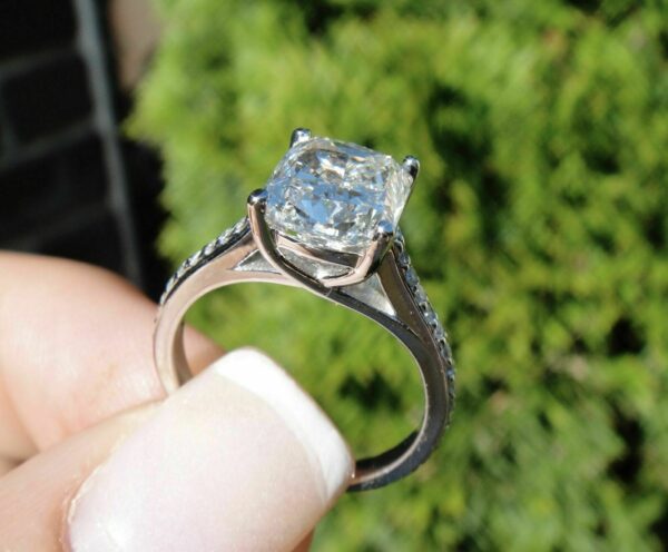 2.37 Ctw Cushion Cut Solitaire Diamond Wedding Engagement Ring 14k Gold Over