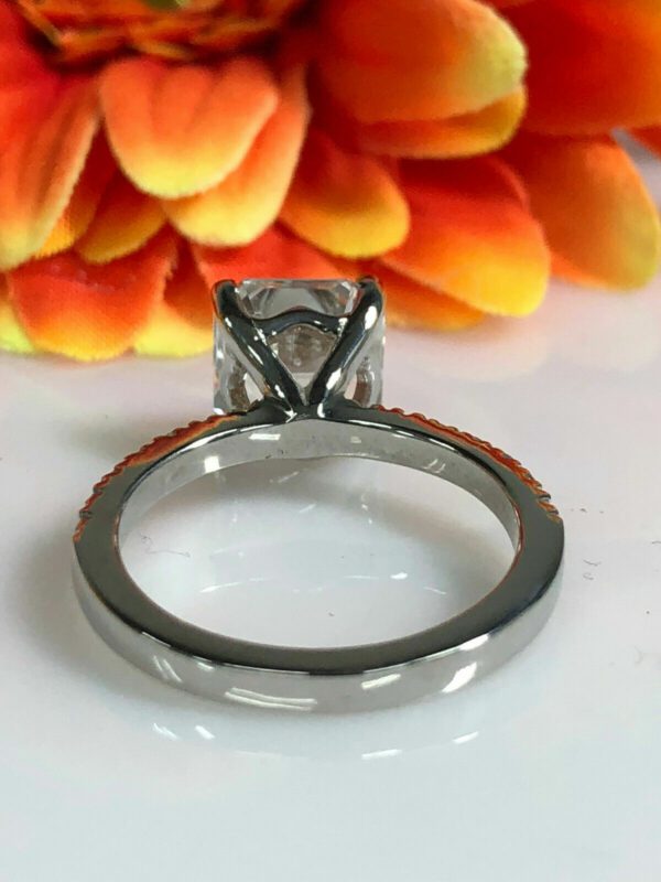 3.21 Ctw Solitaire Asscher Cut Diamond Wedding Engagement Ring Real 14k White Gold