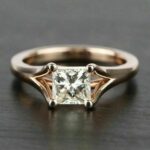 1.63 Ct Princess Cut Solitaire Diamond 2 Shank Engagement Ring 14k Rose Gold Plated