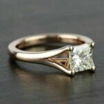 1.63 Ct Princess Cut Solitaire Diamond 2 Shank Engagement Ring 14k Rose Gold Plated