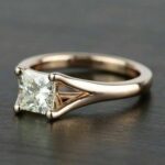 1.63 Ct Princess Cut Solitaire Diamond 2 Shank Engagement Ring 14k Rose Gold Plated