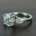2.85 Ctw Round Cut & Pear Cut Diamond 3-Stone Classic Engagement Ring 14k White Gold