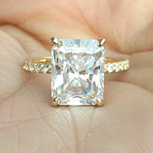 2.77 Ctw Radiant Cut White Diamond Solitaire Wedding Engagement Ring Solid 14k Yellow Gold