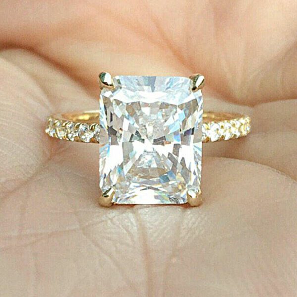 2.77 Ctw Radiant Cut White Diamond Solitaire Wedding Engagement Ring Solid 14k Yellow Gold