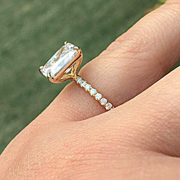 2.77 Ctw Radiant Cut White Diamond Solitaire Wedding Engagement Ring Solid 14k Yellow Gold