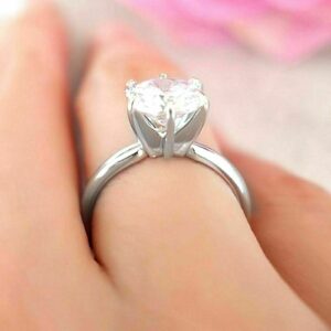 2.50 Ct Forever Brilliant Cut Diamond 6-Prong Solitaire Engagement Ring Real 14k White Gold