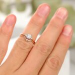 Unique 3 Stone 2.53 Ctw Round Diamond  Anniversary Gift Engagement Ring Set 14k Rose Gold Over