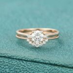 Unique 3 Stone 2.53 Ctw Round Diamond  Anniversary Gift Engagement Ring Set 14k Rose Gold Over