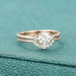 Unique 3 Stone 2.53 Ctw Round Diamond  Anniversary Gift Engagement Ring Set 14k Rose Gold Over