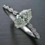 Antique 1.86 Carat Marquise Cut White Diamond Solitaire Engagement Ring 14k White Gold Plated