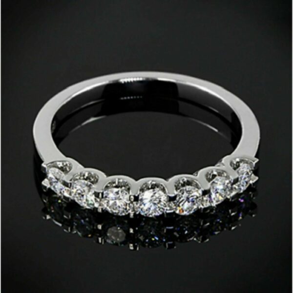1.80 Carat Solitaire 7-Stone Round Diamond Anniversary Wedding Band Ring 14k White Gold