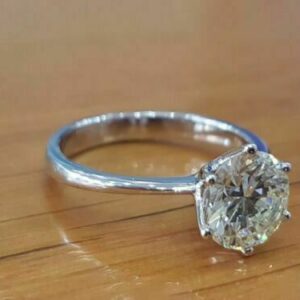 Huge 2.50 Carat Solitaire Brilliant Cut White Diamond Classic Engagement Ring 14k White Gold Over