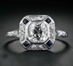 Art Deco Vintage 2.34 Ctw Cushion Diamond Bezel-Set Halo In 14k White Gold Plated Engagement Ring