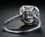 Art Deco Vintage 2.34 Ctw Cushion Diamond Bezel-Set Halo In 14k White Gold Plated Engagement Ring