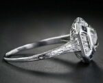 Art Deco Vintage 2.34 Ctw Cushion Diamond Bezel-Set Halo In 14k White Gold Plated Engagement Ring