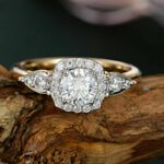 2.15 Ctw Classic Round Cut Diamond Halo With Side Stone Engagement Ring Solid 10k Yellow Gold