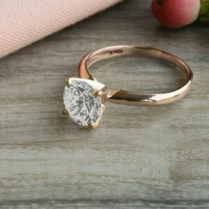 2.50 Carat Brilliant Cut VVS1 Diamond Solitaire Engagement Ring 14k Rose Gold Plated