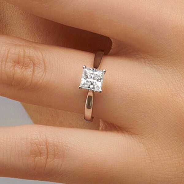 2.00 CT Princess Cut Diamond Solitaire Engagement Ring Promise Ring 10k Yellow Gold