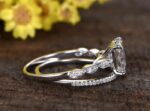 2.55 Ctw Princess Cut White Diamond Solitaire Art Deco Style Engagement Ring Set 14k Gold Plated