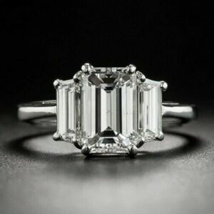 2.33 Ctw Solitaire Emerald Cut White Diamond Best Engagement Ring Real 10k White Gold