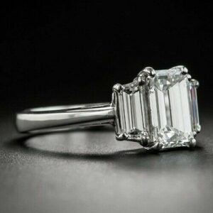 2.33 Ctw Solitaire Emerald Cut White Diamond Best Engagement Ring Real 10k White Gold