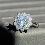 1.92 Ctw Brilliant Cut Round Diamond Flower Halo Engagement Ring Solid 10k White Gold
