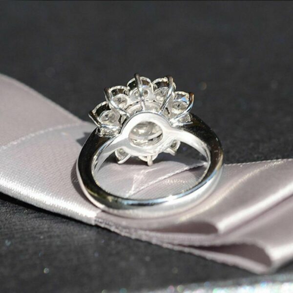 1.92 Ctw Brilliant Cut Round Diamond Flower Halo Engagement Ring Solid 10k White Gold