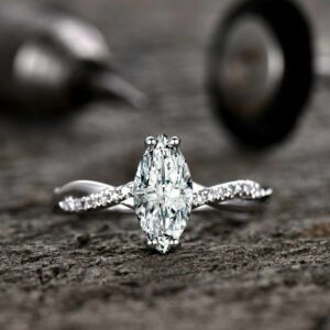 Infinity Engagement Ring, 2.12 Ctw Marquise Moissanite With Accent In 14k White Gold Over