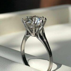 3.10 Carat Excellent Cut Round Diamond Solitaire Engagement Ring Solid 14k White Gold