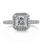 Classic 2.48 Ctw Princess Diamond Halo Fancy Engagement Ring Real 14k White Gold