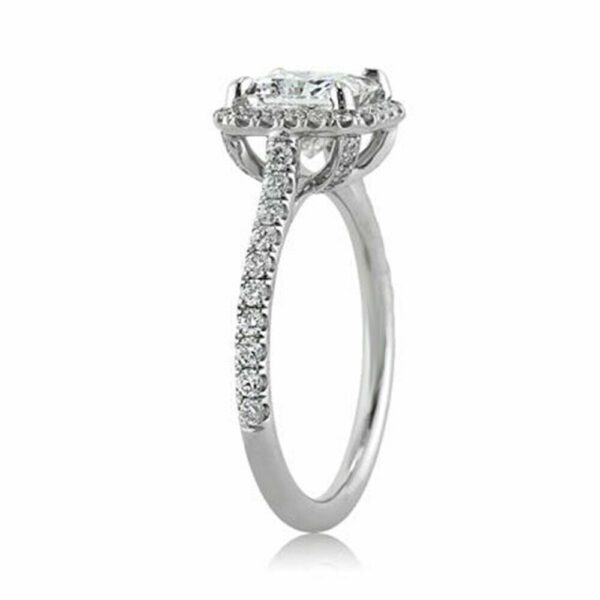 Classic 2.48 Ctw Princess Diamond Halo Fancy Engagement Ring Real 14k White Gold