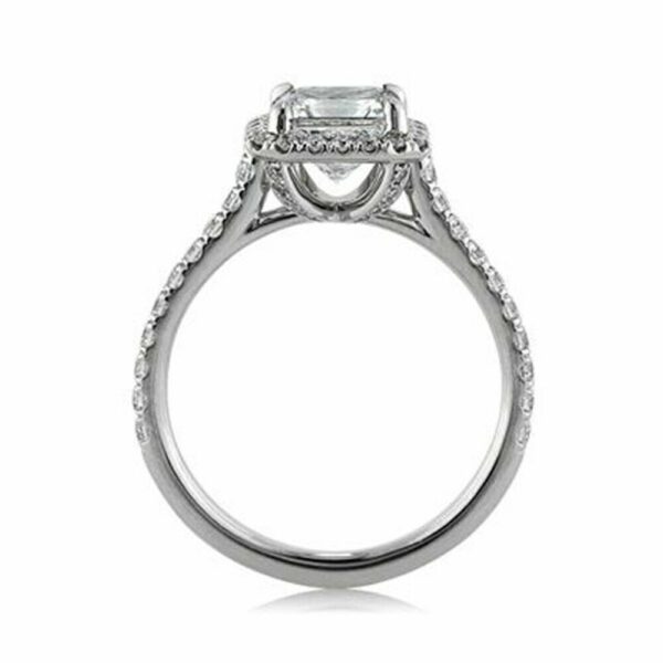 Classic 2.48 Ctw Princess Diamond Halo Fancy Engagement Ring Real 14k White Gold