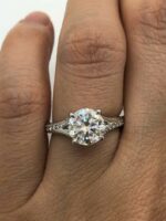 2.26 Ctw Brilliant Cut Diamond Solitaire With Accents Engagement Ring Real 925 Sterling Silver