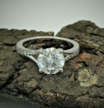 2.26 Ctw Brilliant Cut Diamond Solitaire With Accents Engagement Ring Real 925 Sterling Silver
