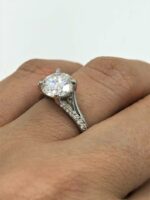 2.26 Ctw Brilliant Cut Diamond Solitaire With Accents Engagement Ring Real 925 Sterling Silver