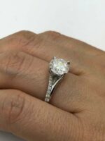 2.26 Ctw Brilliant Cut Diamond Solitaire With Accents Engagement Ring Real 925 Sterling Silver