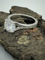 2.26 Ctw Brilliant Cut Diamond Solitaire With Accents Engagement Ring Real 925 Sterling Silver