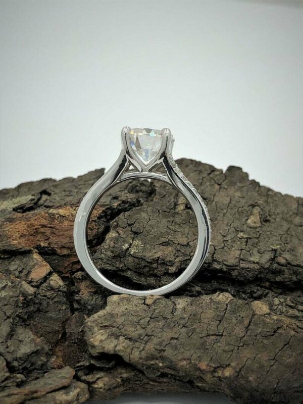 2.26 Ctw Brilliant Cut Diamond Solitaire With Accents Engagement Ring Real 925 Sterling Silver