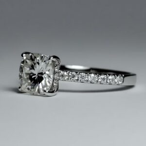 2.52 Ct Cushion Cut Diamond Hidden Halo Classic Engagement Ring 925 Sterling Silver