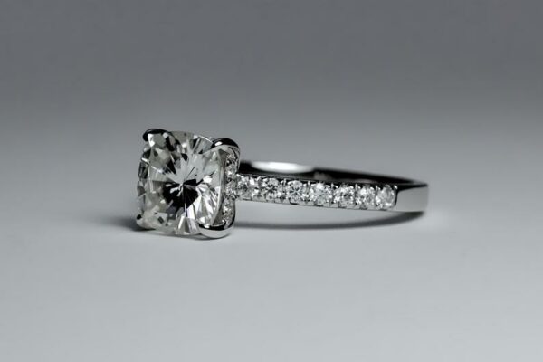 2.52 Ct Cushion Cut Diamond Hidden Halo Classic Engagement Ring 925 Sterling Silver