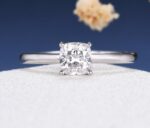 2.06 CT Classic Cushion Solitaire Diamond With Plain Band Engagement Ring Real 10K White Gold