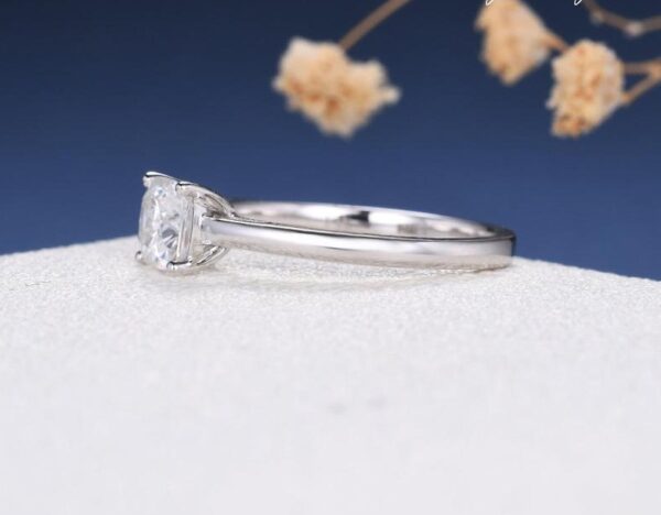 2.06 CT Classic Cushion Solitaire Diamond With Plain Band Engagement Ring Real 10K White Gold