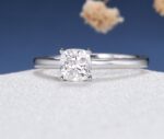 2.06 CT Classic Cushion Solitaire Diamond With Plain Band Engagement Ring Real 10K White Gold