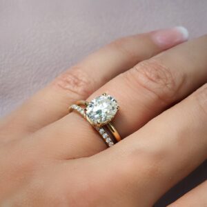 2.80 Ctw Oval Cut Solitaire Diamond Bridal Engagement Ring Set Anniversary Gift 10K Yellow Gold