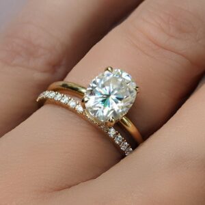 2.80 Ctw Oval Cut Solitaire Diamond Bridal Engagement Ring Set Anniversary Gift 10K Yellow Gold