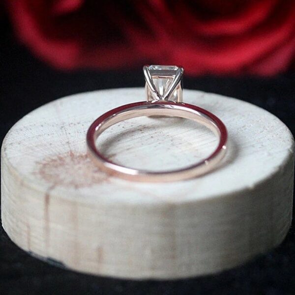 1.55 Carat Solitaire Radiant Cut Diamond Engagement Ring 14k Rose Gold Finish-Proposal Gift Ring For Her